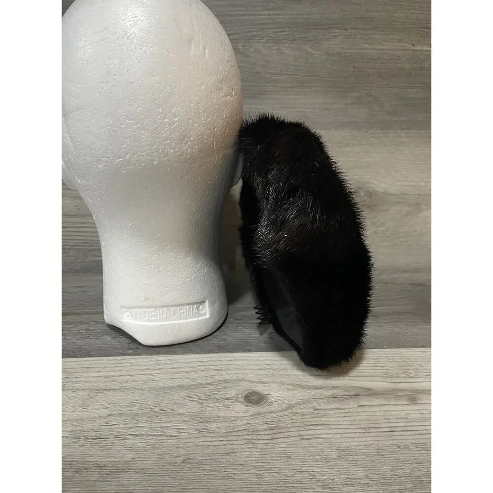 VTG 1950s Marshall Field’s Black Mink Fur Toque Hat Real Fur Classic Mid Century